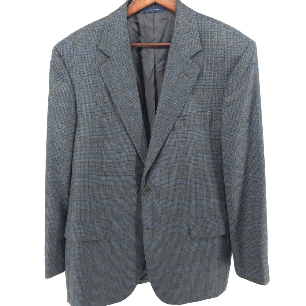 Brooks Brothers Men Sport Coat 100% Wool Grey Blue Glen Plaid 42R Madison Blazer - Picture 2 of 16